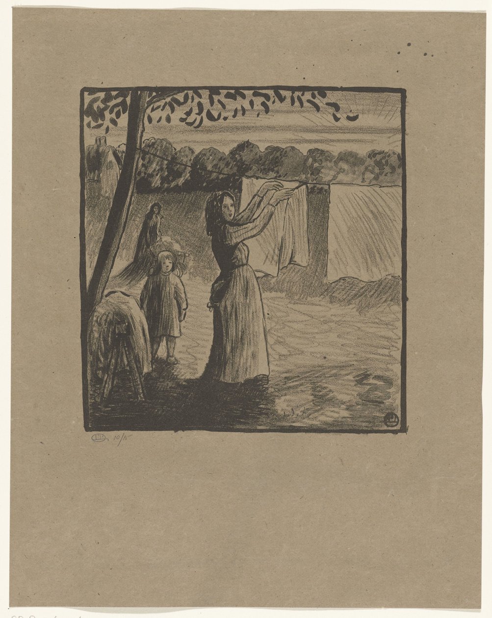 Étendage du linge - Lucien Pissarro