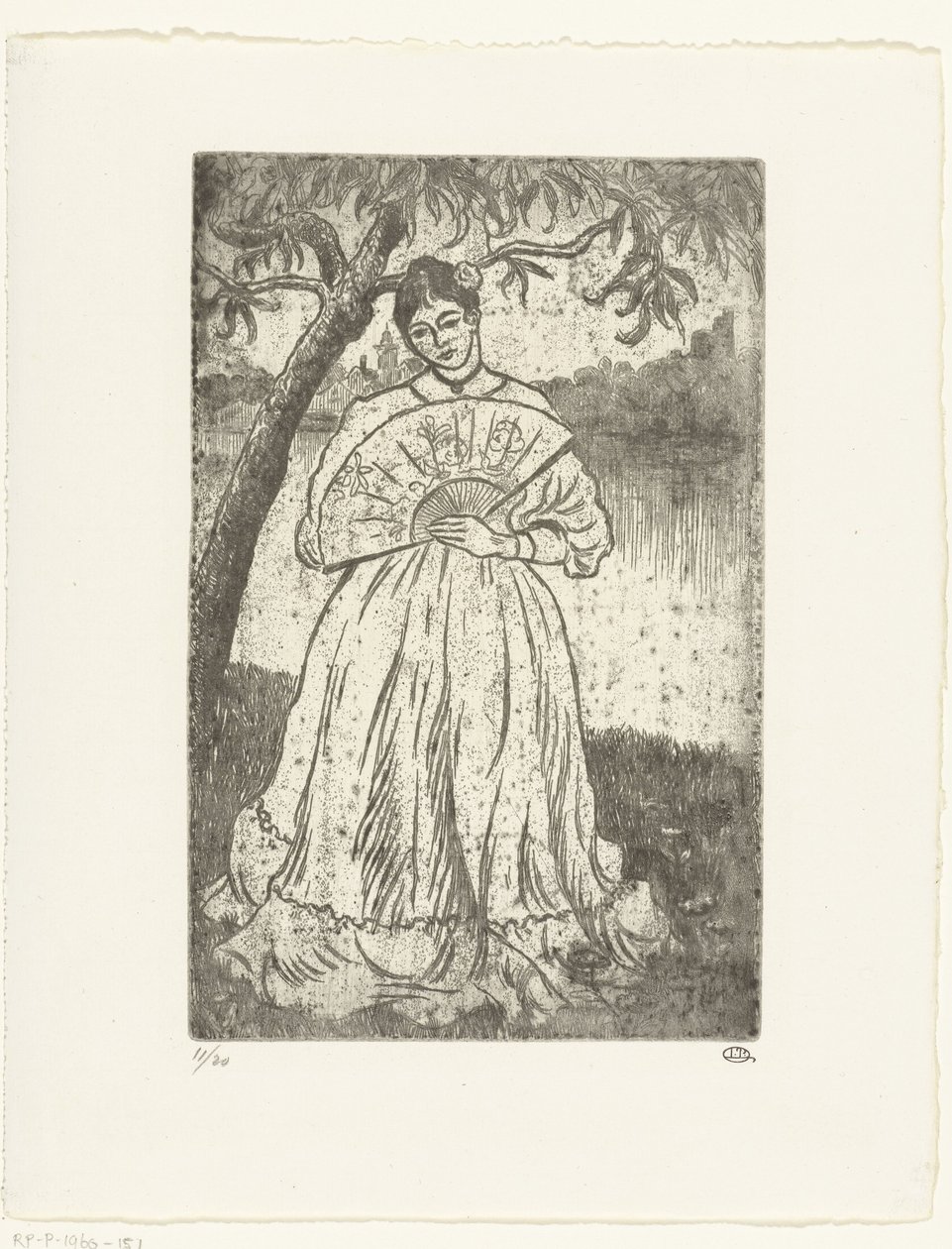 Femme avec éventail - Lucien Pissarro