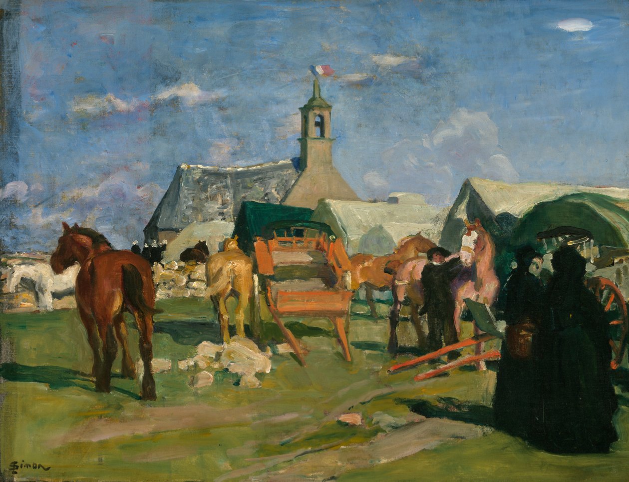 Relais de poste / Pardon de Notre-Dame de bon voyage (Pointe du Raz), c.1913 (huile sur toile) - Lucien Simon