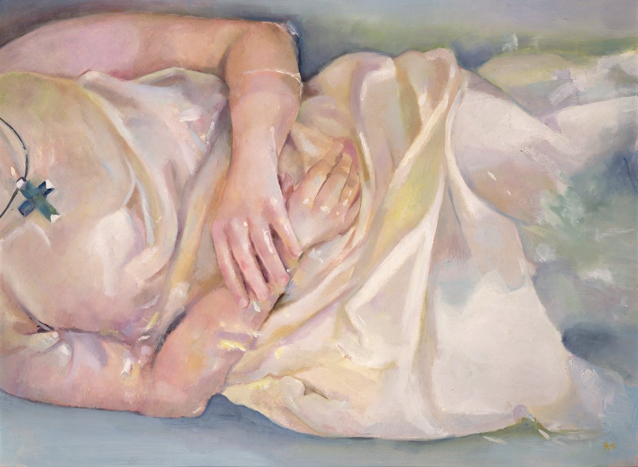 Mains croisées, 2004 (huile sur carton) - Lucinda Arundell