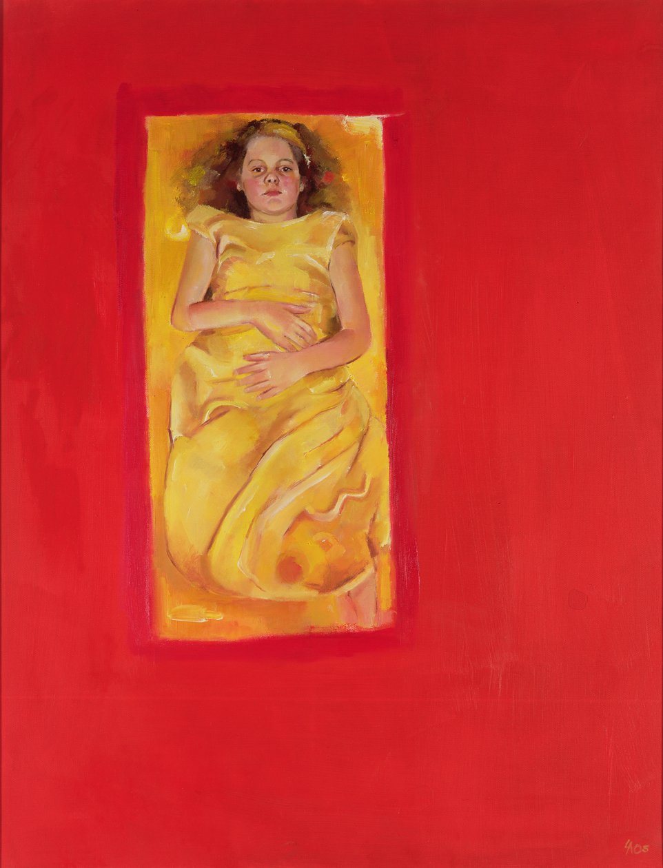 Fille au lit, 2004 (huile sur toile) - Lucinda Arundell