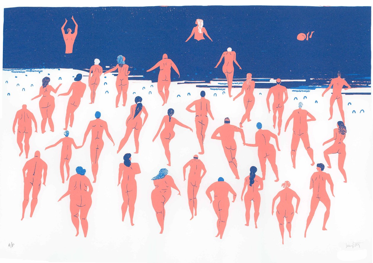 Nude Beach Run, 2016 (sérigraphie) - Lucy Banaji