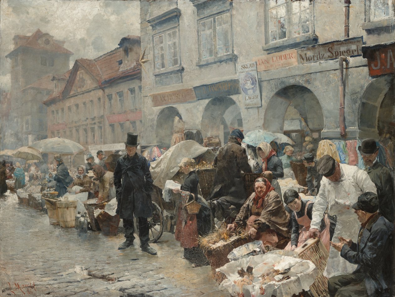 Le marché aux œufs à Prague, 1888 - Ludek or Ludwig Marold