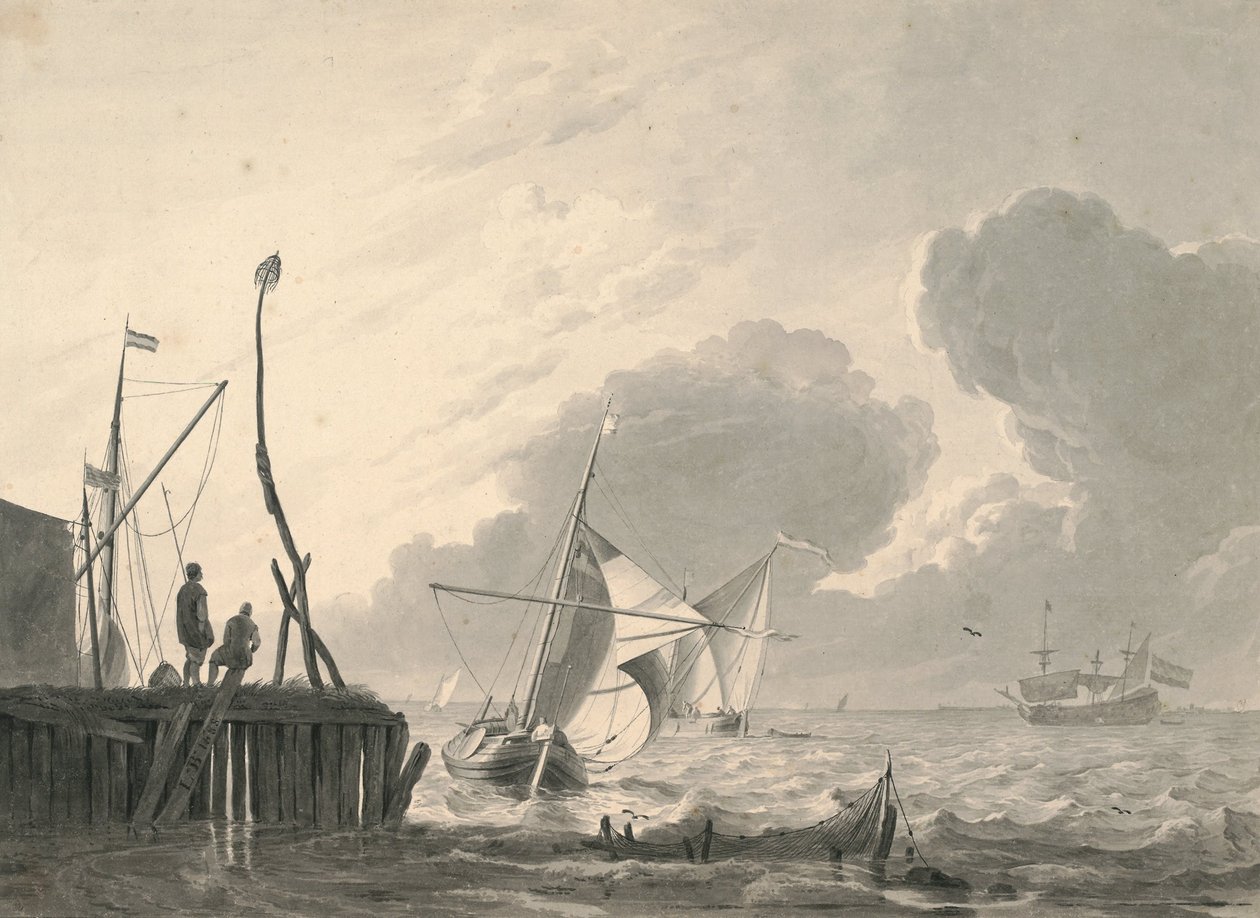 Port sur la mer sous un orage imminent - Ludolf Bakhuizen