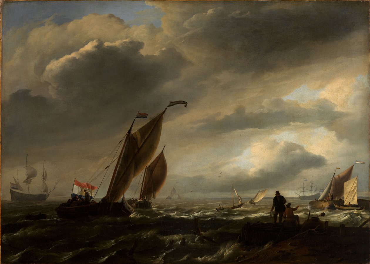 Mer légèrement agitée avec des navires - Ludolf Backhuysen