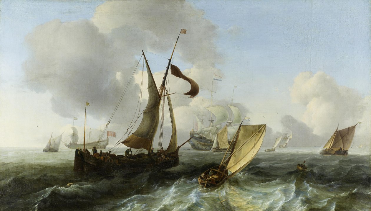 Mer légèrement agitée avec navires - Ludolf Backhuysen