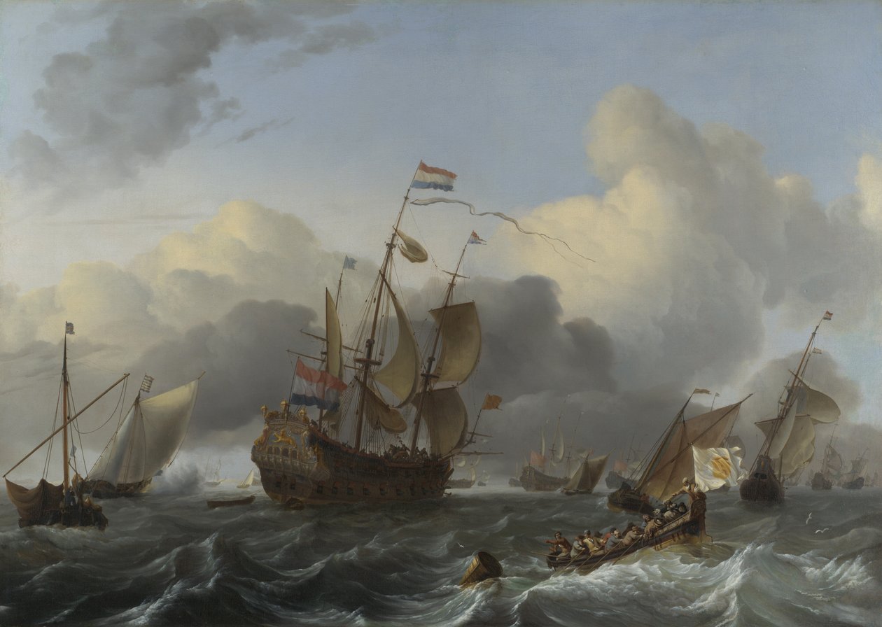 Navire amiral Eendracht et une flotte de navires de guerre néerlandais, vers 1670 - Ludolf Bakhuizen