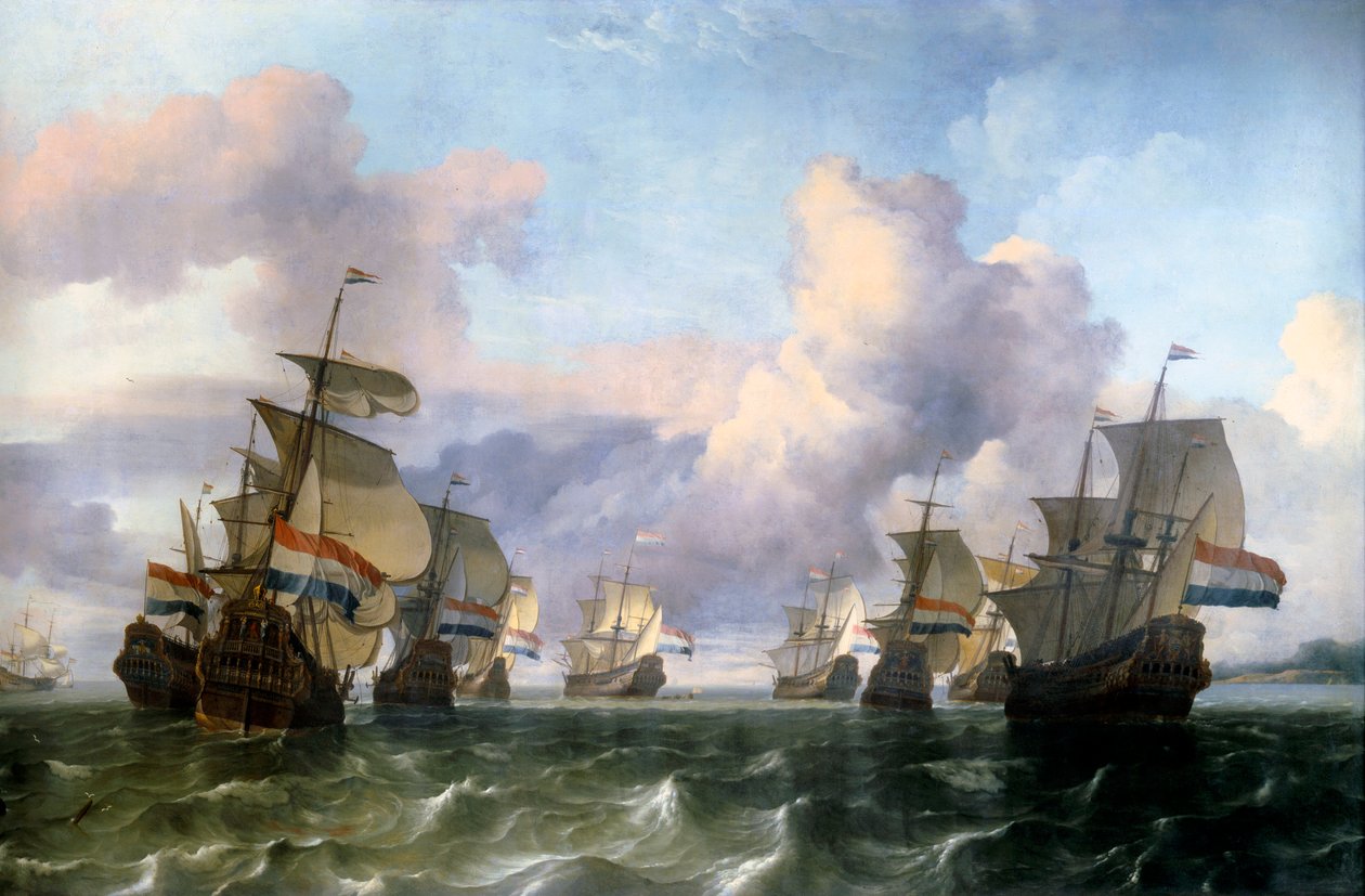 Aile hollandaise de la Compagnie des Indes. Peinture de Ludolf Backhuysen - Ludolf I Backhuysen