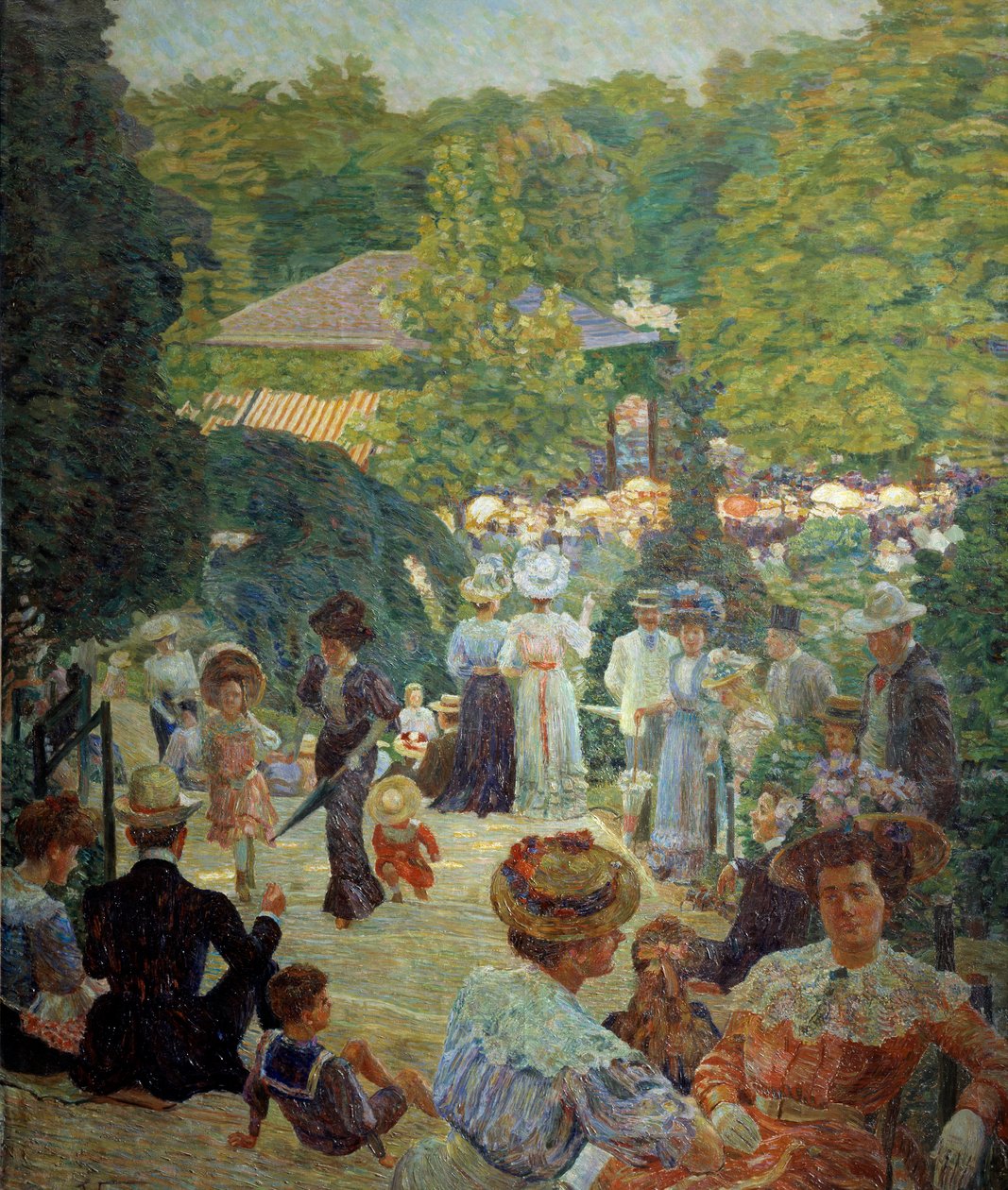 Le Parc Montsouris depuis le kiosque à musique en 1900. Peinture par Ludovic Vallée (1864 - 1939) - Ludovic Vallee