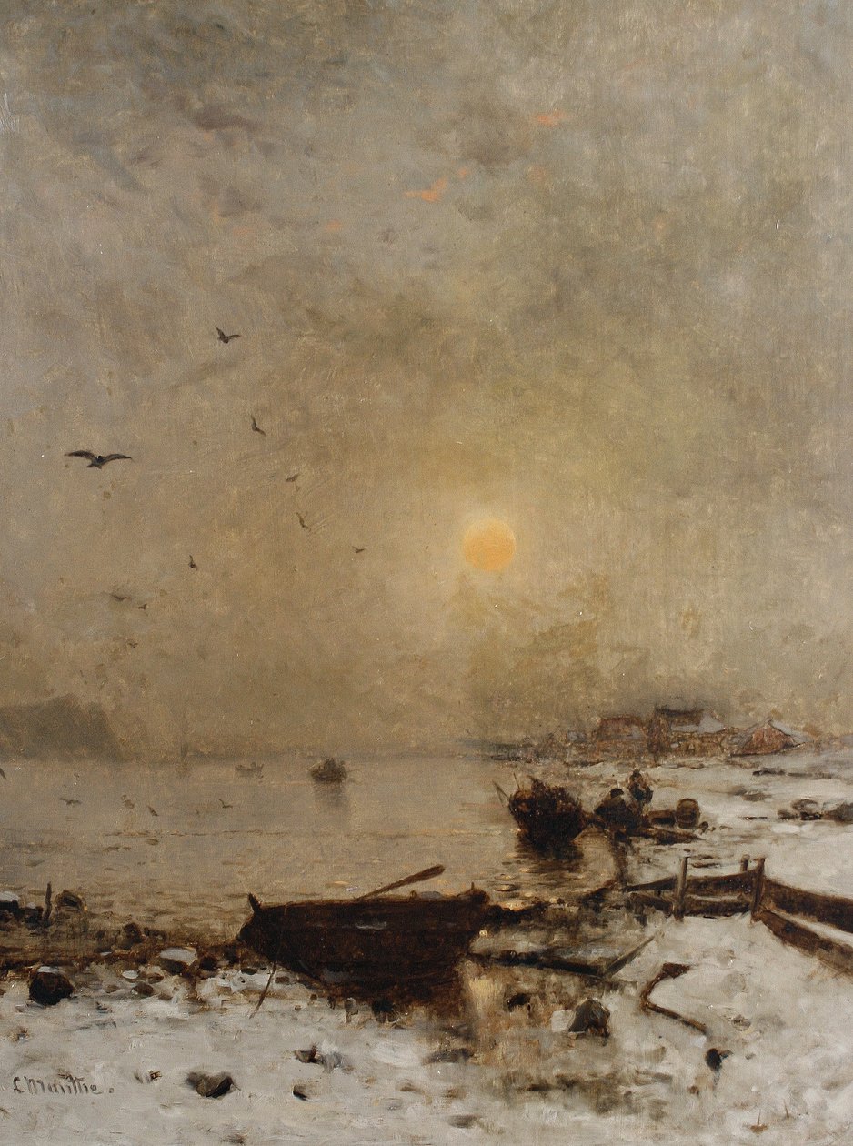 Coucher de soleil sur un lac - Ludvig Munthe