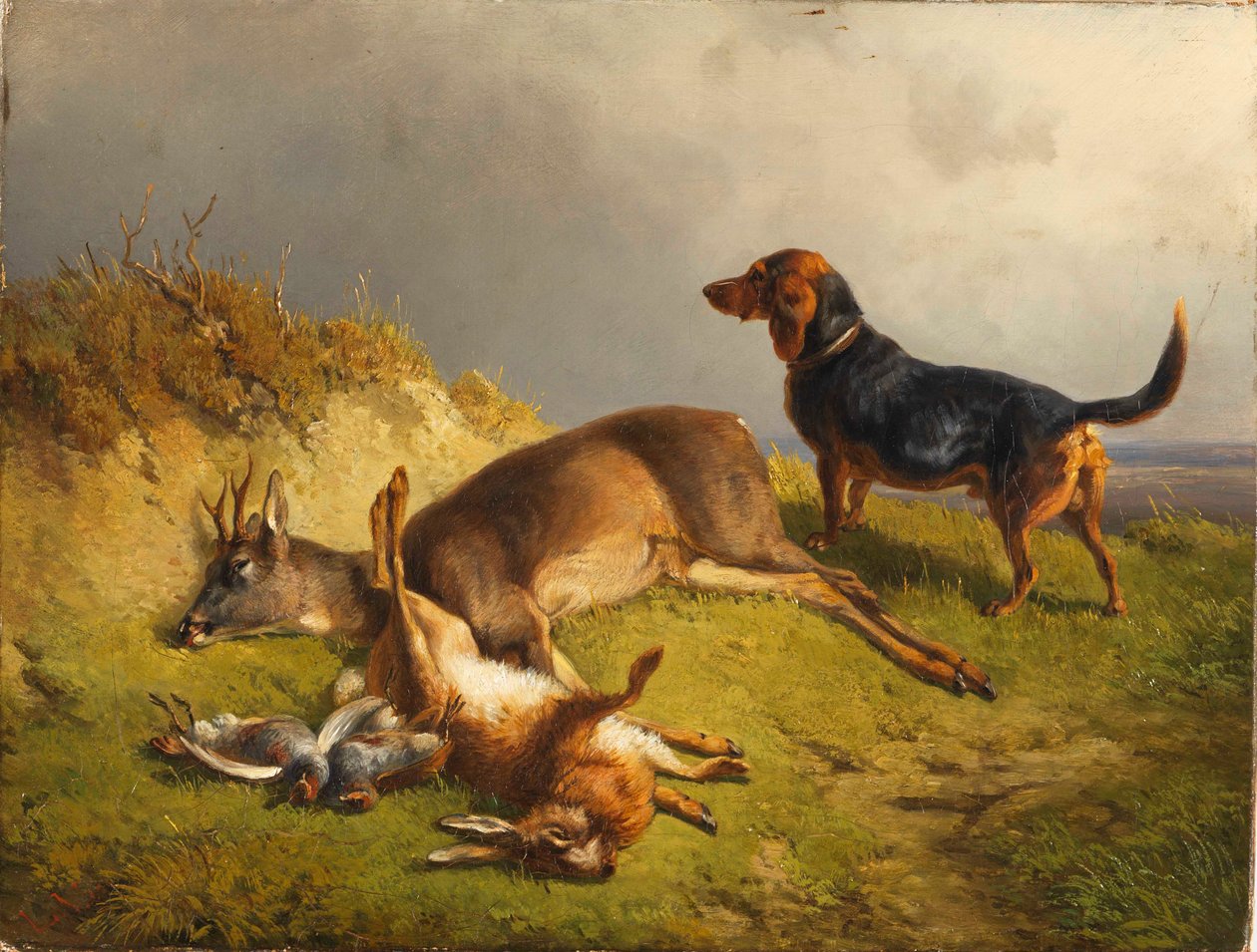 Gibier Abattu et Chien de Chasse - Ludwig Gustav Voltz