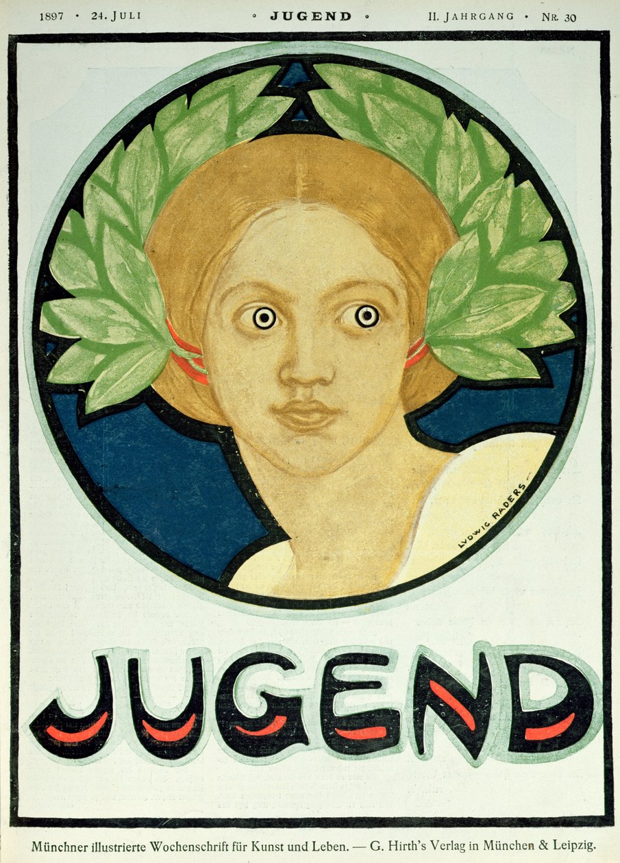 Jeune femme avec une couronne de laurier, illustration du magazine 