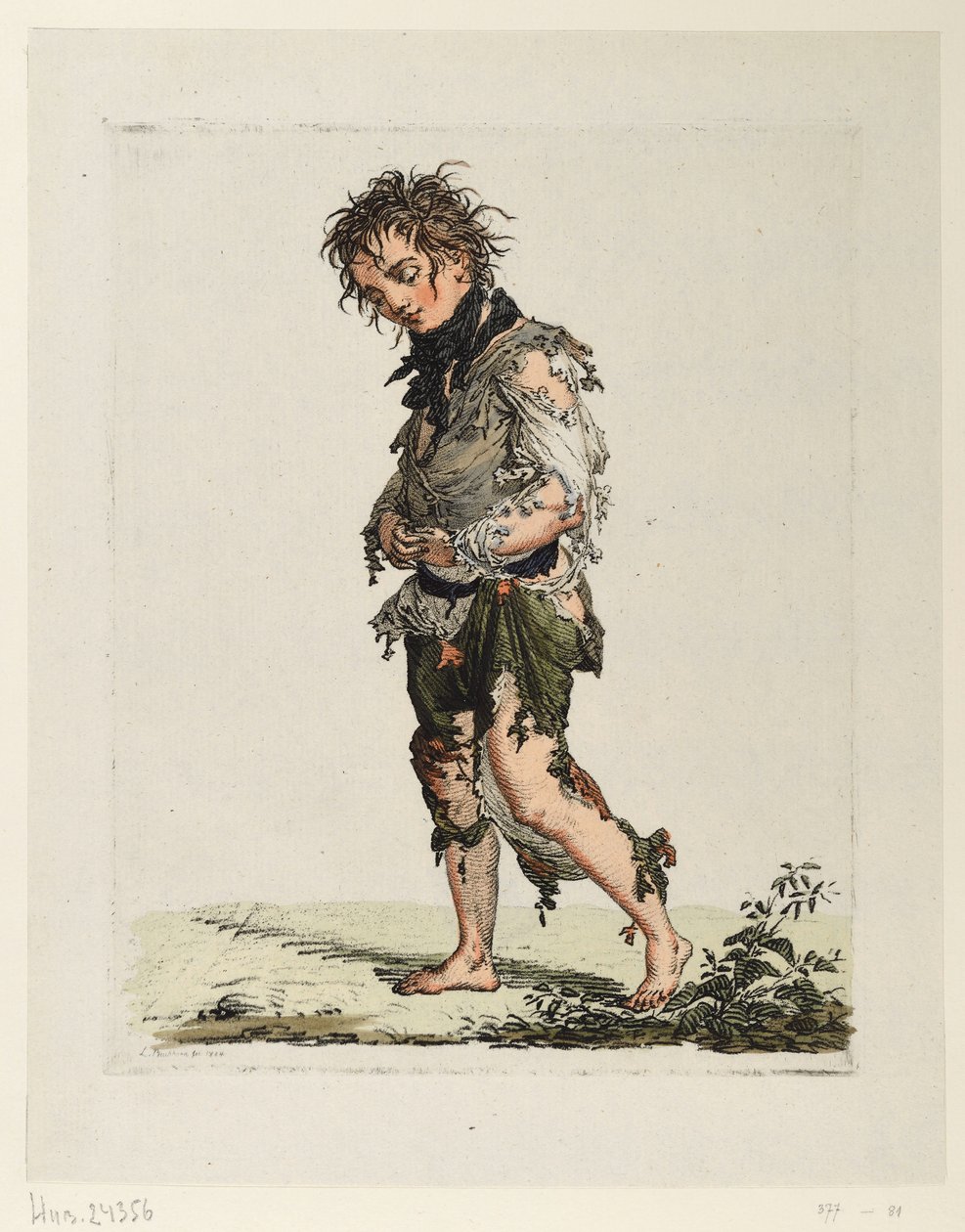 Jeune garçon mendiant marchant - Ludwig Buchhorn
