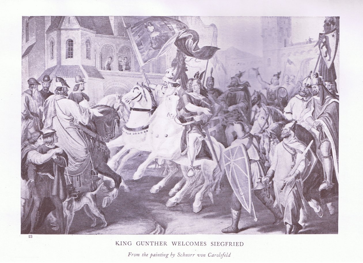 Le roi Gunther accueille Siegfried - Ludwig Ferdinand Schnorr von Carolsfeld