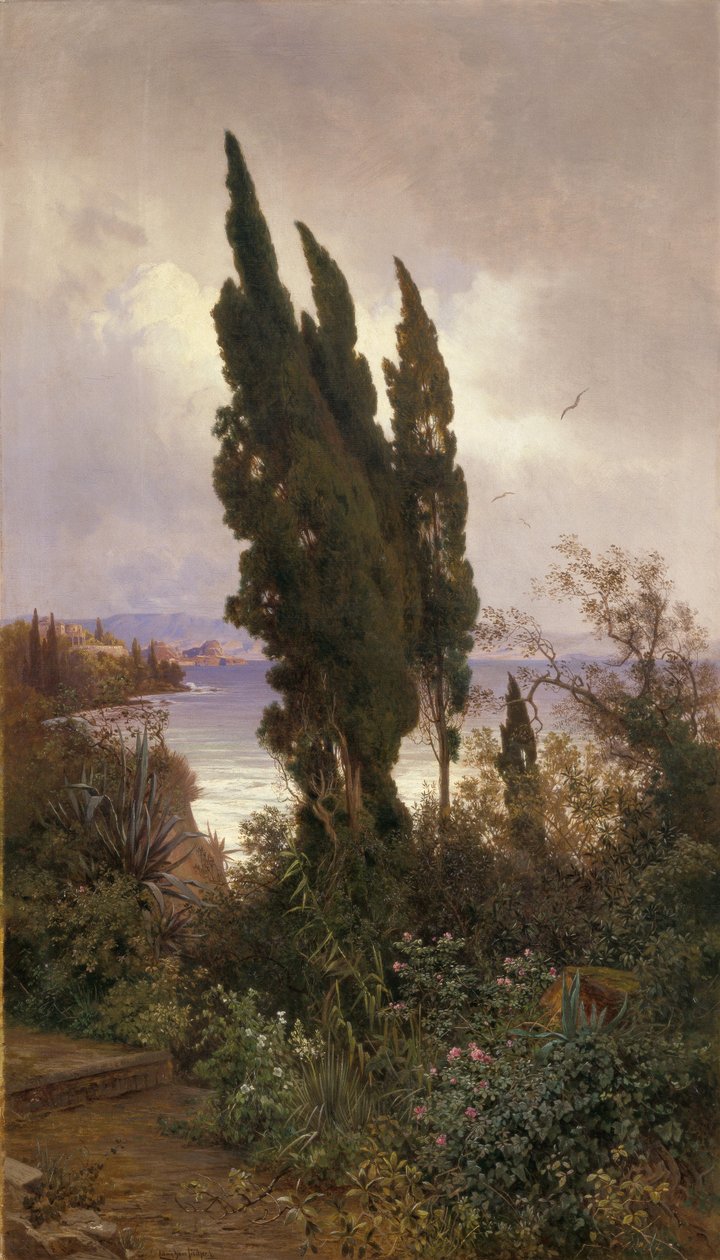 Jardin devant le château royal de Corfou - Ludwig Hans Fischer