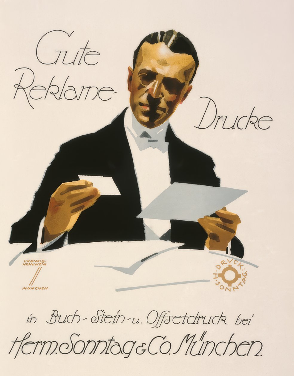 Bonne impression publicitaire chez Herm. Sonntag et Co. Munich - Ludwig Hohlwein
