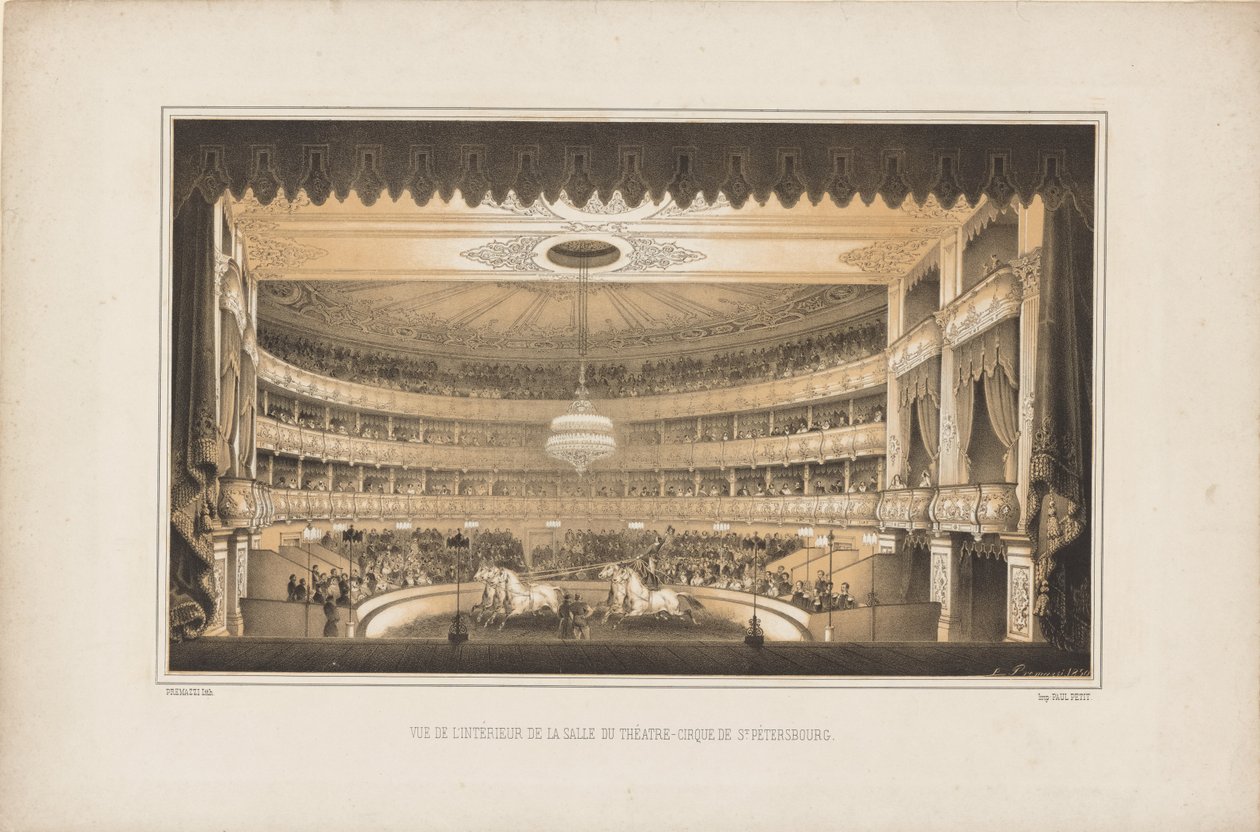 Intérieur du théâtre du cirque équestre à Saint-Pétersbourg - Ludwig Premazzi