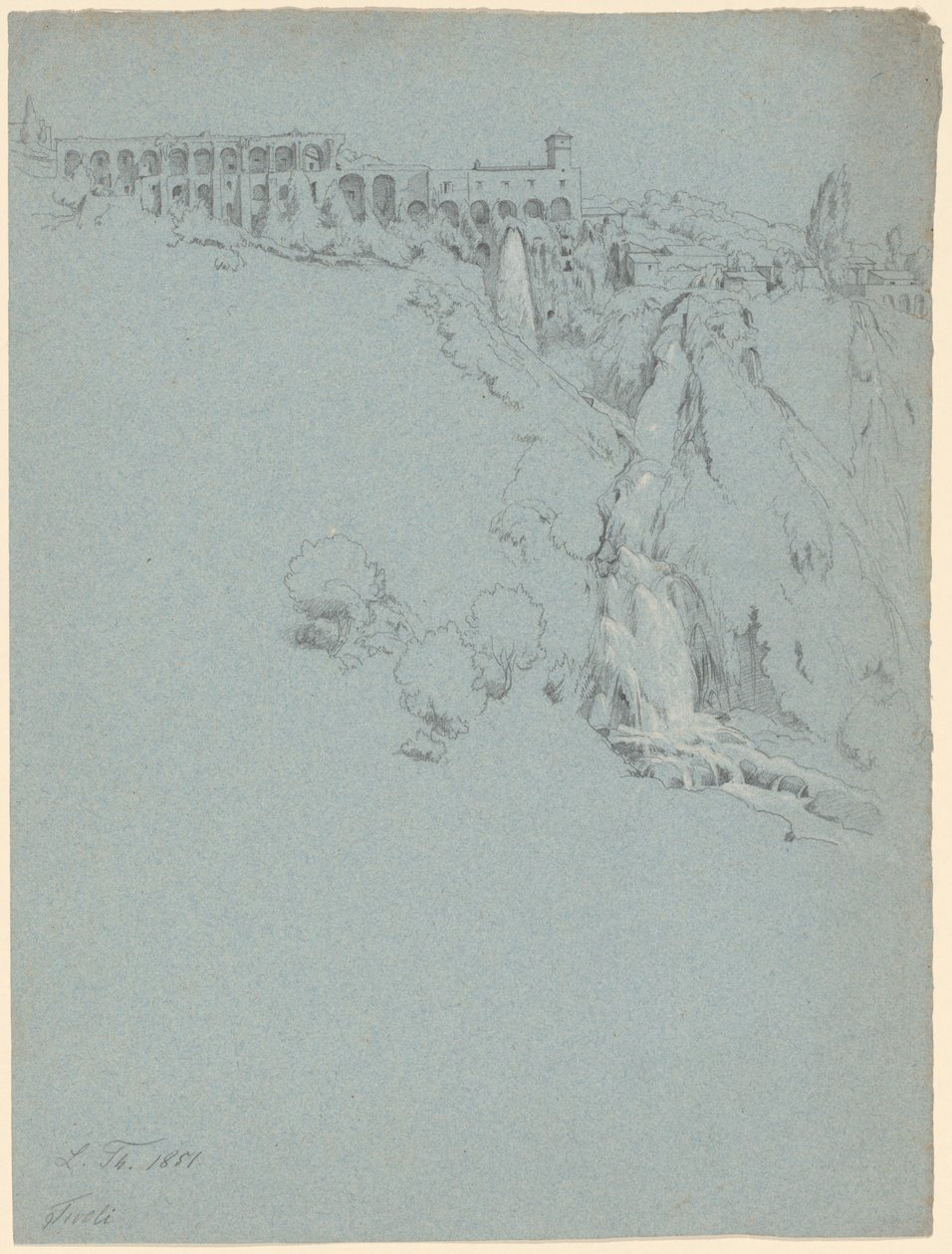 La Cascade à Tivoli avec la Villa de Mécène - Ludwig Thiersch