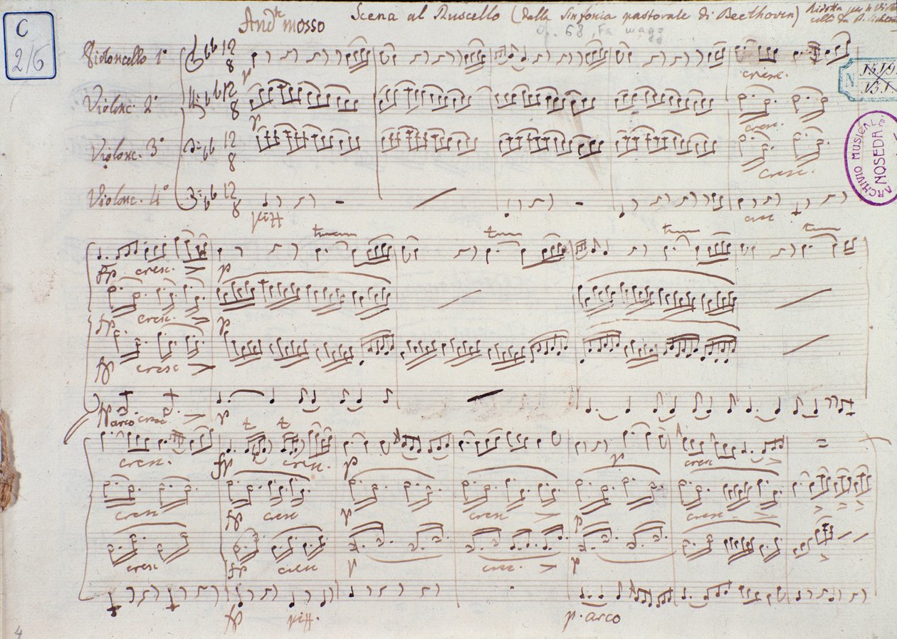 Page de la partition de la Symphonie n° 6 en fa majeur, opus 68, par Ludwig van Beethoven - Ludwig van Beethoven