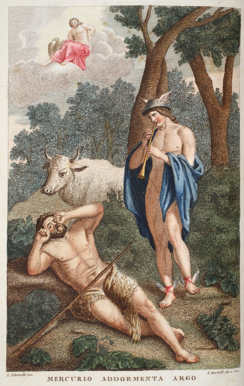 Mercure endort Argus, illustration des Métamorphoses d