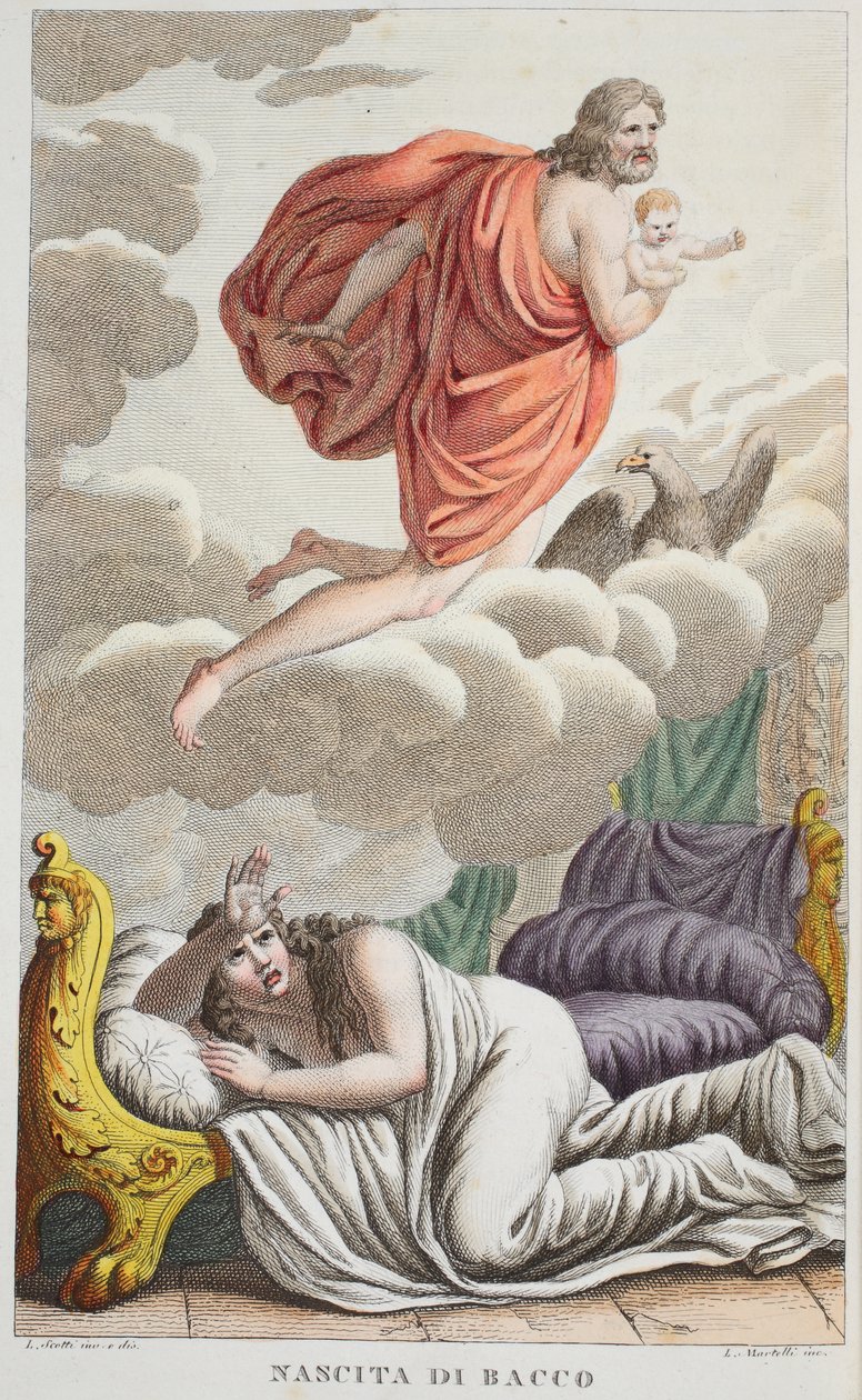 Sémélé foudroyée ou Nascita de Bacco, illustration des Métamorphoses d