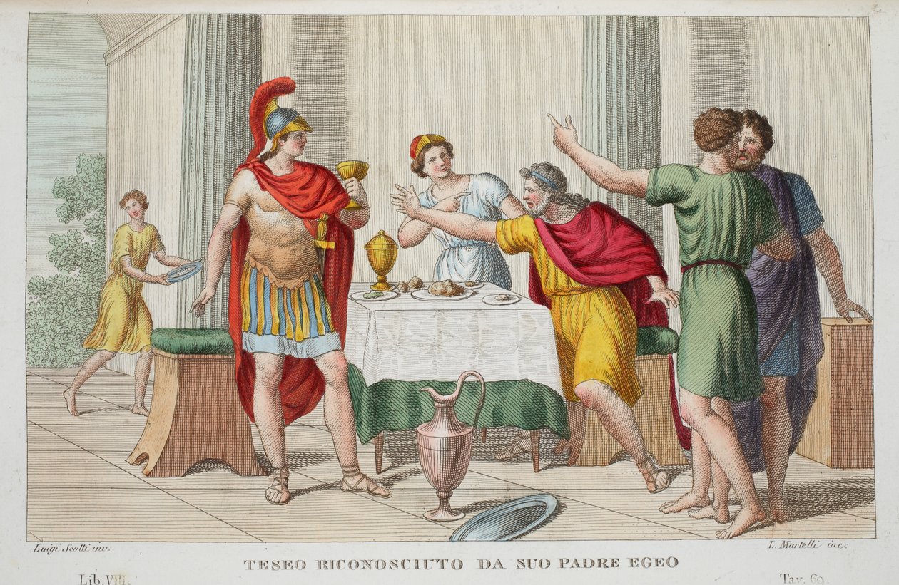 Thésée reconnu ou Teseo Riconosciuto da Suo Padre Egeo, Livre VII, illustration des Métamorphoses d
