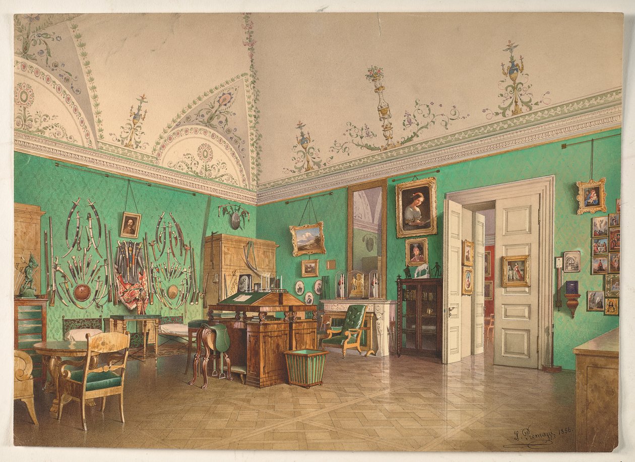 Intérieur du cabinet de travail du Grand-Duc Mikhaïl Nikolaïevitch à Saint-Pétersbourg - Luigi Premazzi