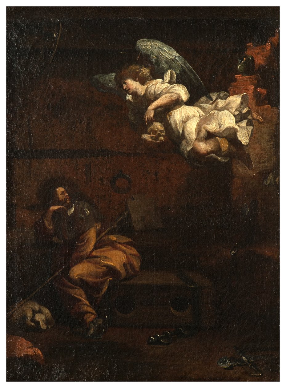 Transept nord, Autel de San Rocco 1635, 45, Genovesino 1645, Annonce de la mort en prison, Peint en bas à droite - Luigi Miradori
