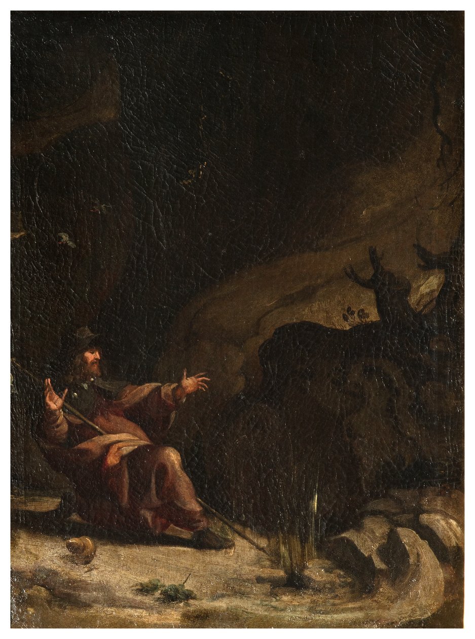 Transept nord, Autel de San Rocco 1635, 45, Genovesino 1645, San Rocco visité par les foires dans le désert, Peint en bas à droite - Luigi Miradori