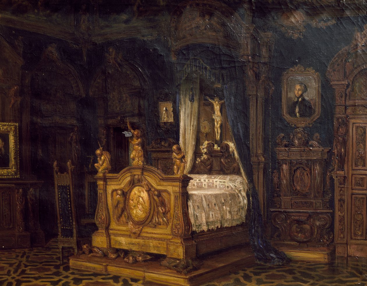 Intérieur de la chambre de noble Gian Giacomo Poldi Pezzoli, vers 1860 - Luigi Bisi