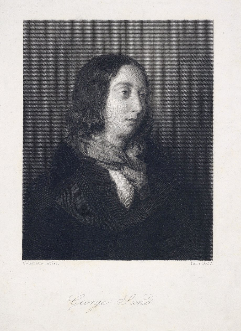 Portrait de George Sand, pub. 1837 (gravure) - Luigi Calamatta