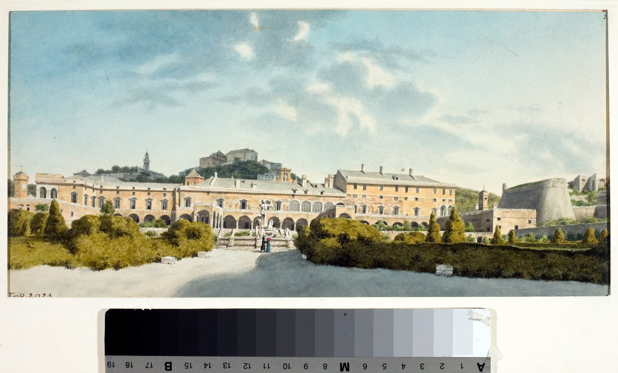 Le palais Doria à Fassolo, Italie (aquarelle, ca 1825) - Luigi Garibbo