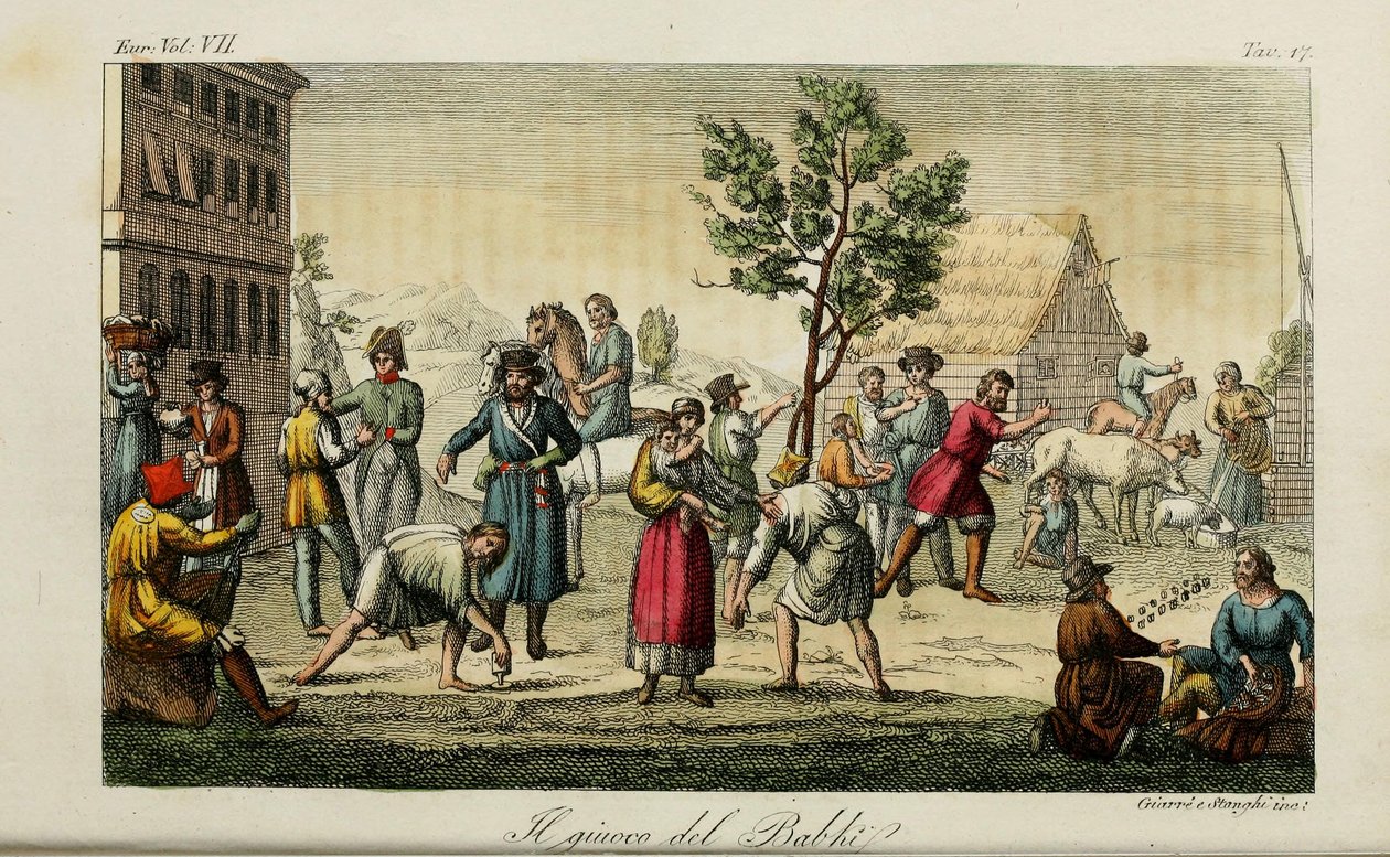 Osselets. Illustration de Il costume antico e moderno o storia del governo par Giulio Ferrario, 1831 - Luigi Giarrè