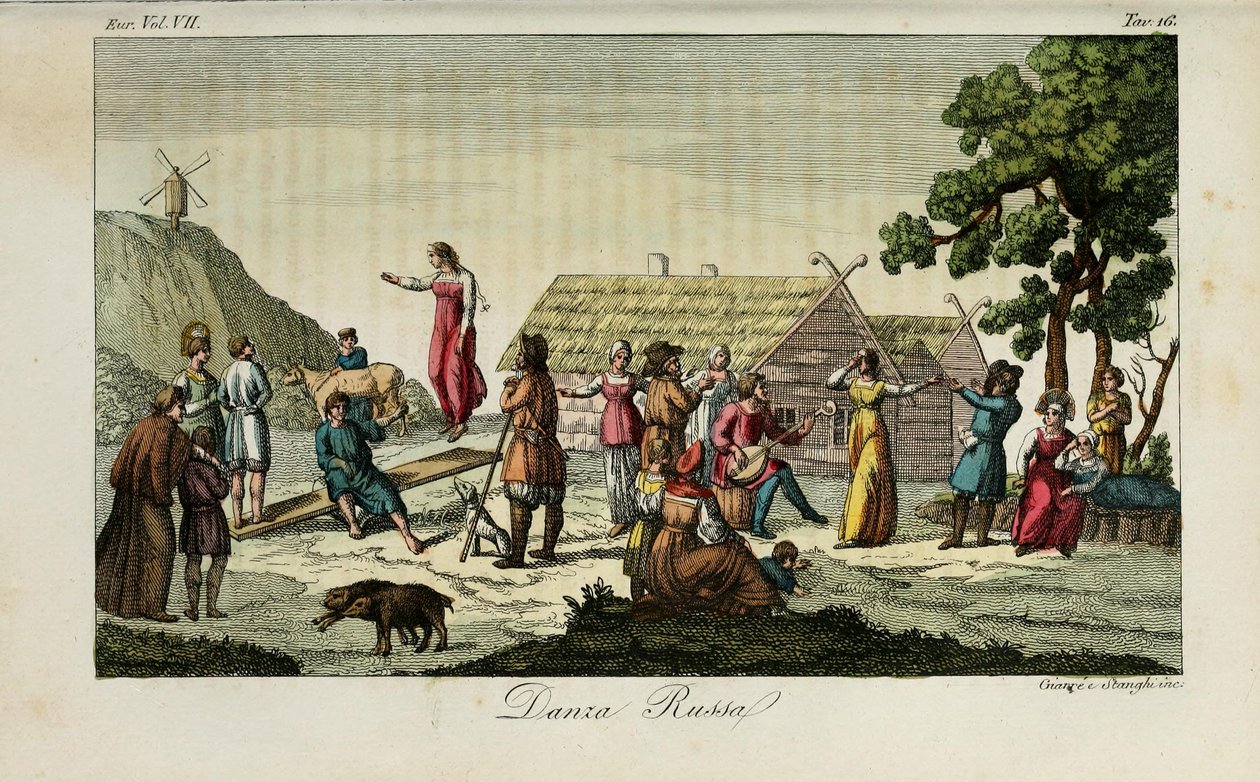 Danse russe. Illustration de Il costume antico e moderno o storia del governo par Giulio Ferrario, 1831 - Luigi Giarrè