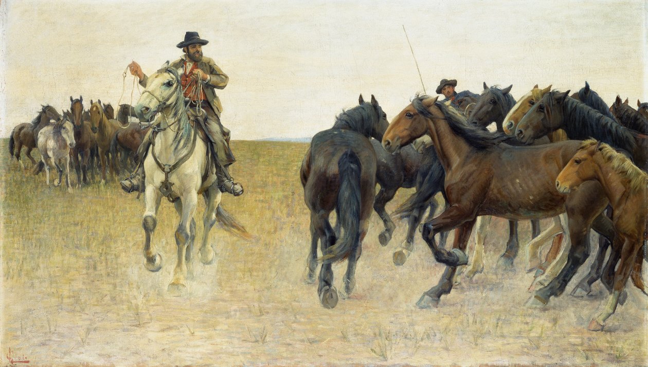 Chevaux sur la plaine de Pise - Luigi Gioli
