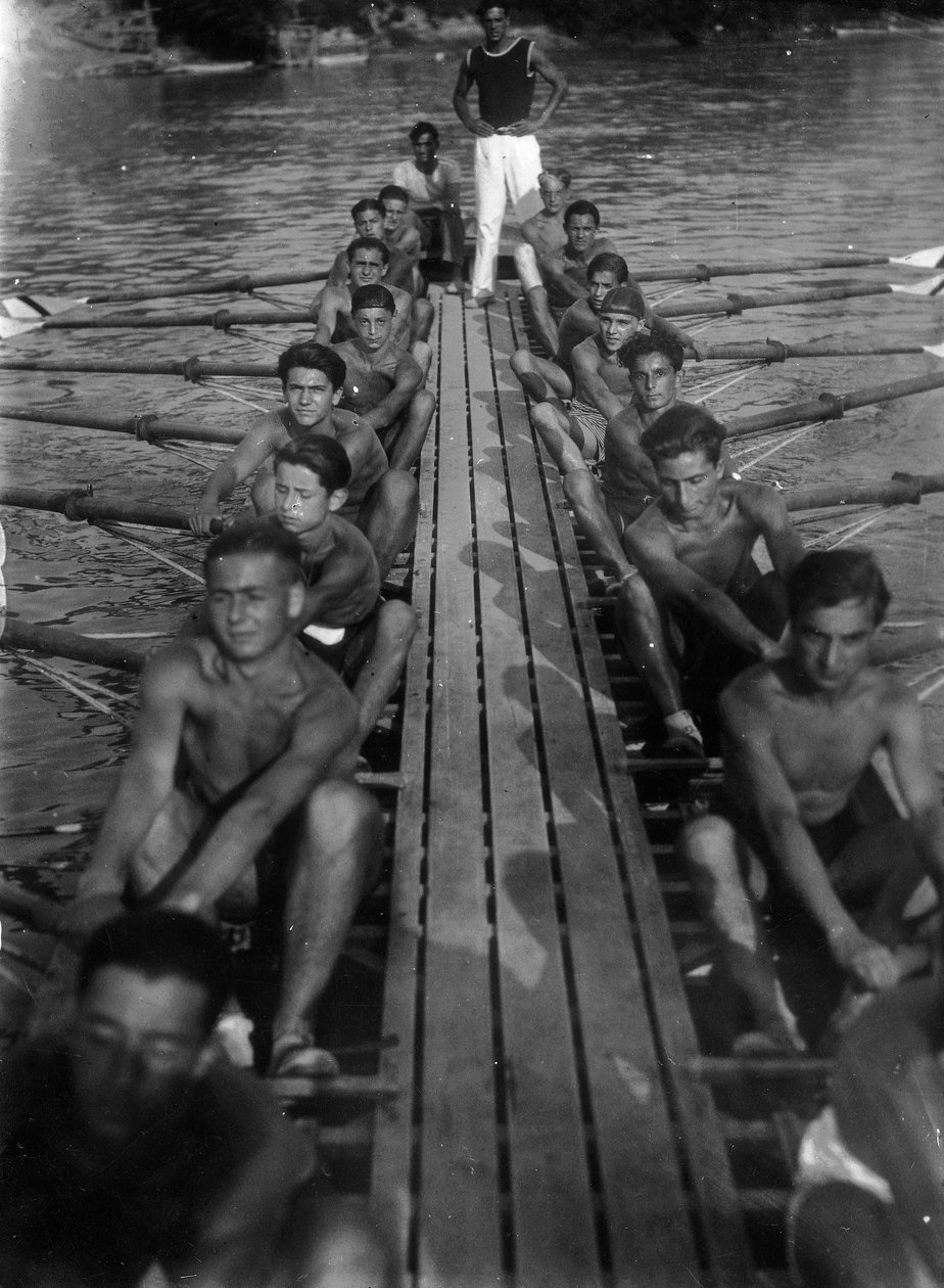 Scène sportive : entraînement des rameurs - Luigi Leoni