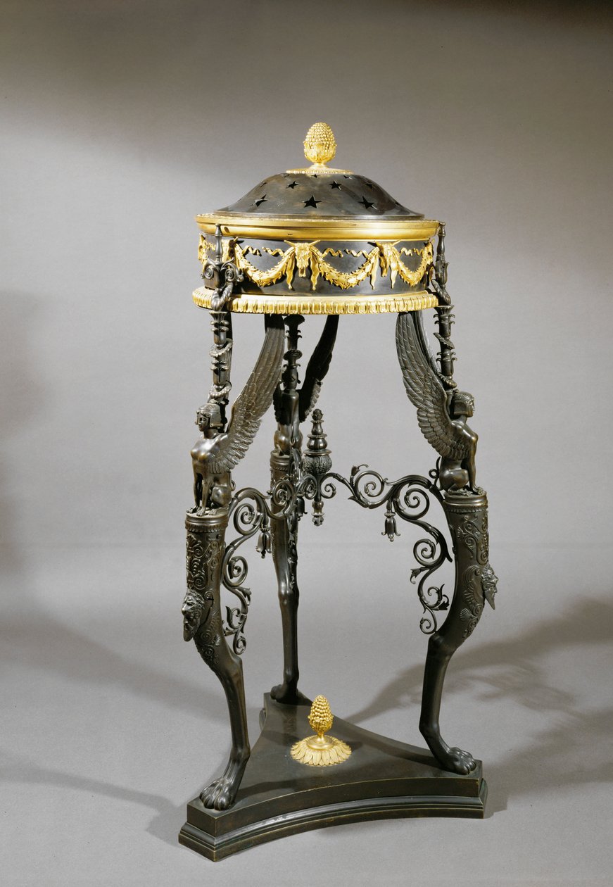 Trépied, bronze et bronze doré, inspiré d