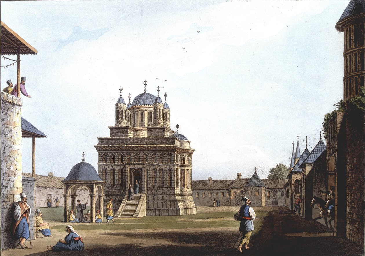 Église et couvent de Sainte Marie, Turquie. Dans « Vues des dominions ottomans, en Europe, en Asie, et de certaines îles méditerranéennes » d
