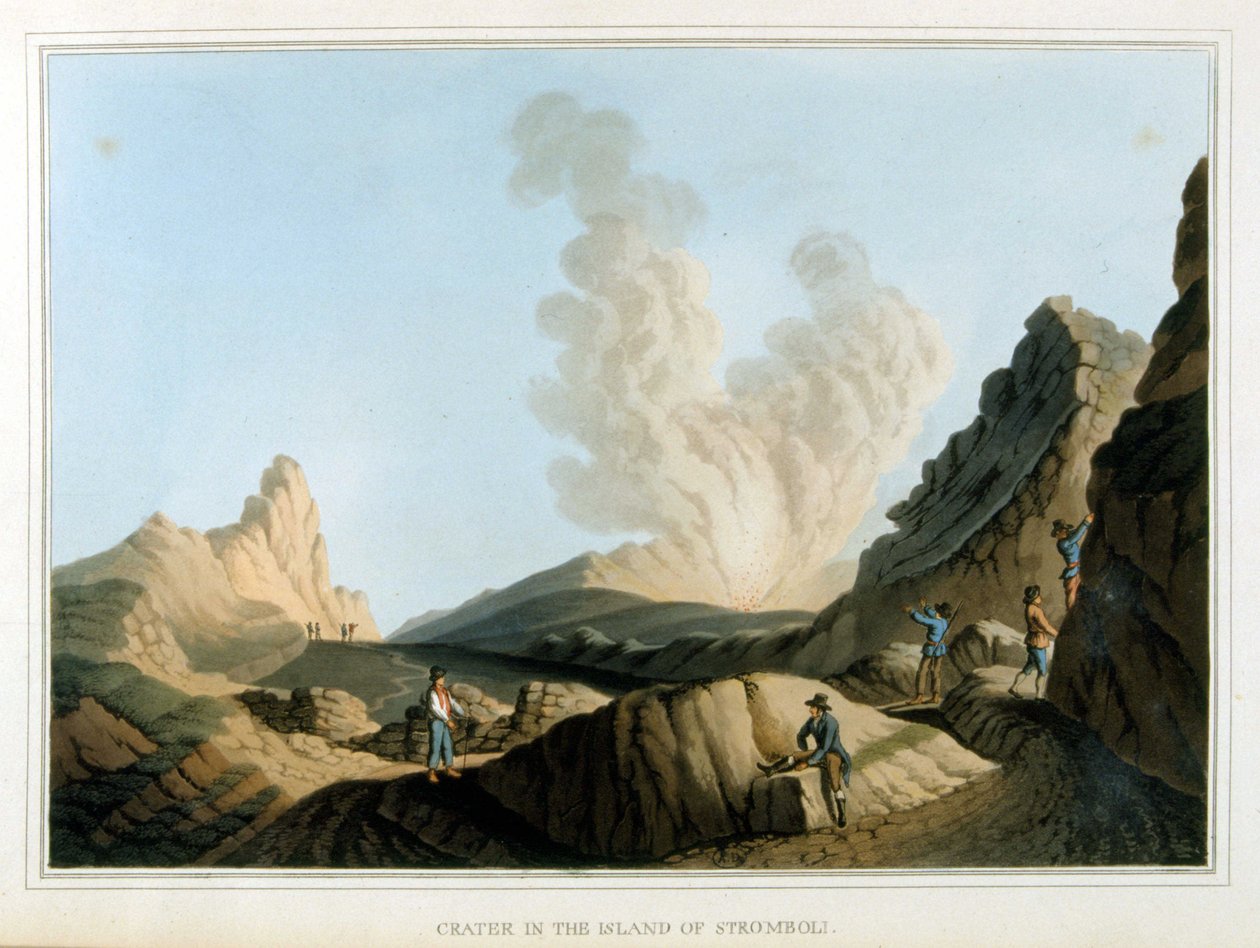 Cratère du Stromboli - dans « Vues dans les dominions ottomans, en Europe, en Asie, et quelques îles de la Méditerranée » par Luigi Mayer, Londres - Luigi Mayer