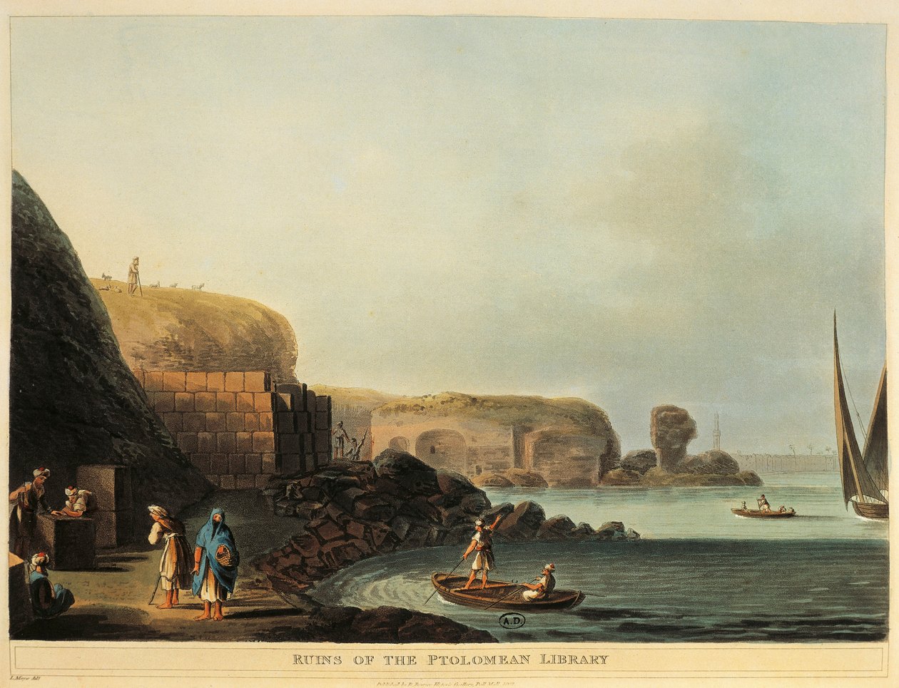 Égypte, Alexandrie, Ruines de la Bibliothèque de Ptolémée - Luigi Mayer