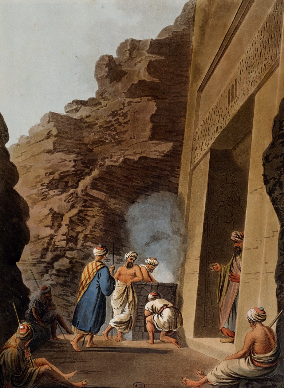 Entrée de la chambre funéraire au Sphinx de Gizeh, gravure, par Luigi Mayer (1755-vers 1803), de Vues d