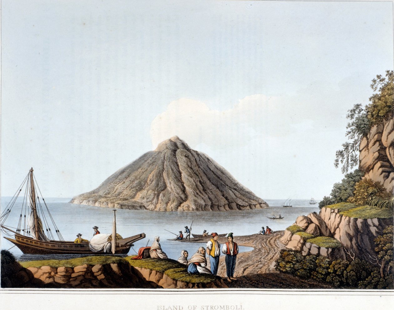 Île de Stromboli - dans « Vues dans les dominions ottomans, en Europe, en Asie, et quelques-unes des îles méditerranéennes », par Luigi Mayer, Londres - Luigi Mayer