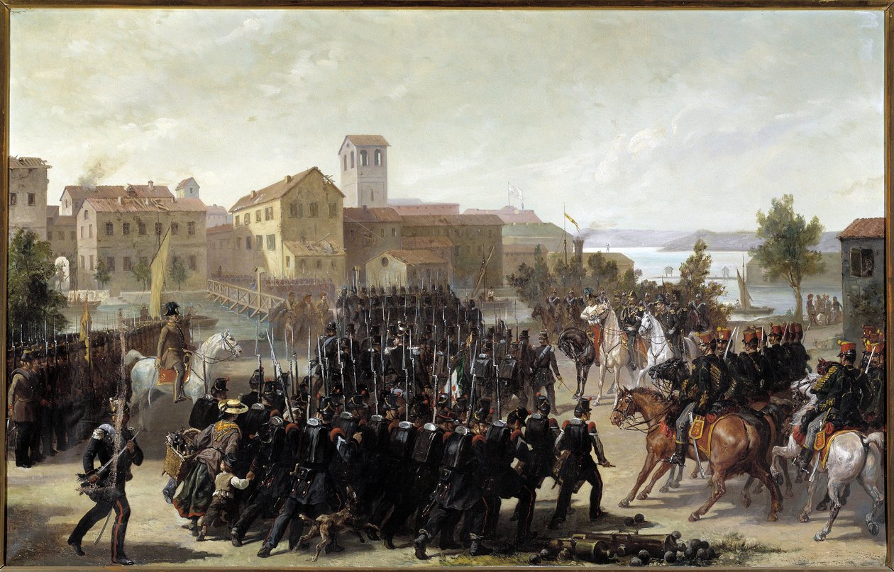 La prise de la ville de Peschiera del Garda par les Piémontais, 30 mai 1848 (huile sur toile) - Luigi Morgari