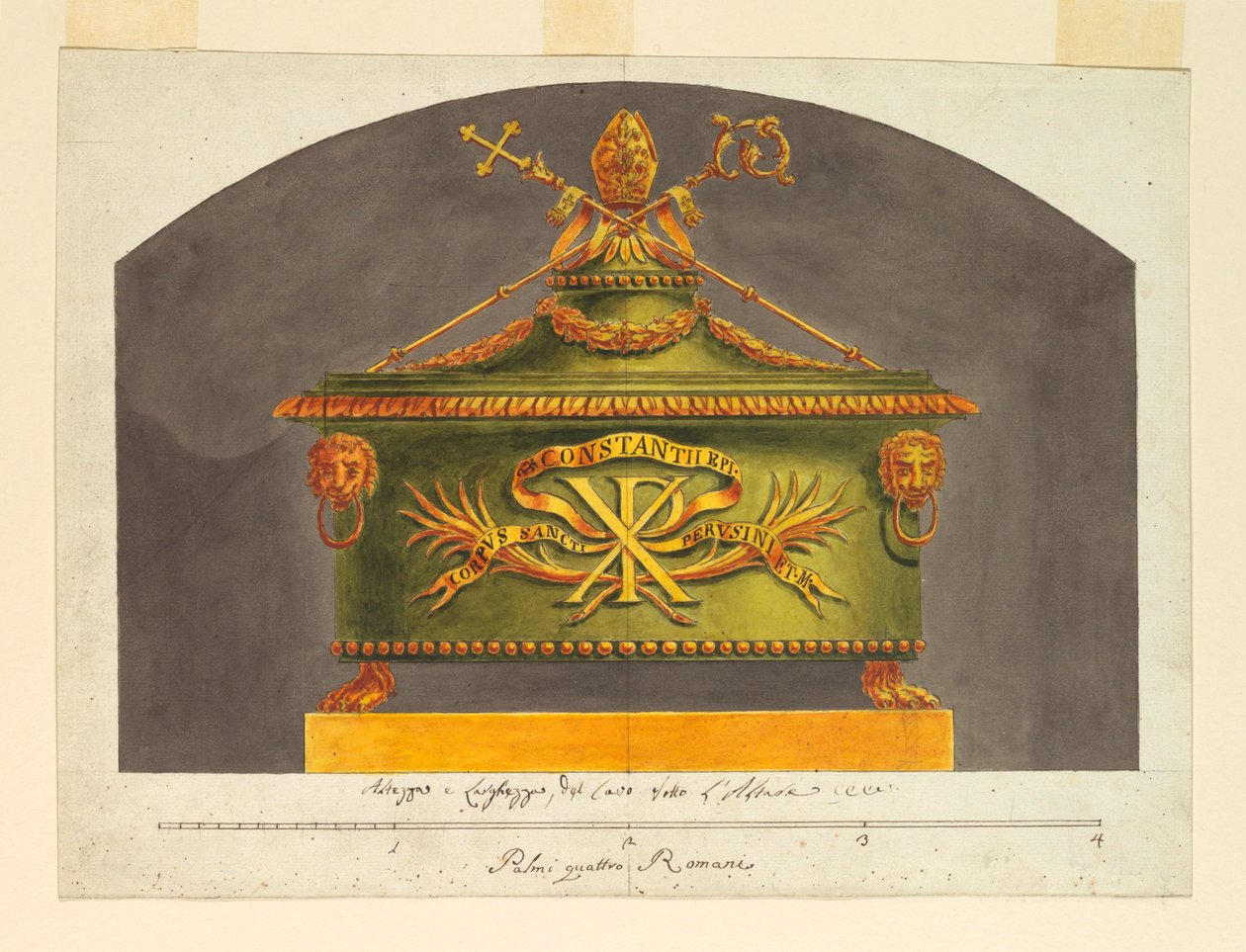 Dessin, Sarcophage pour la relique, vers 1825 - Luigi Righetti