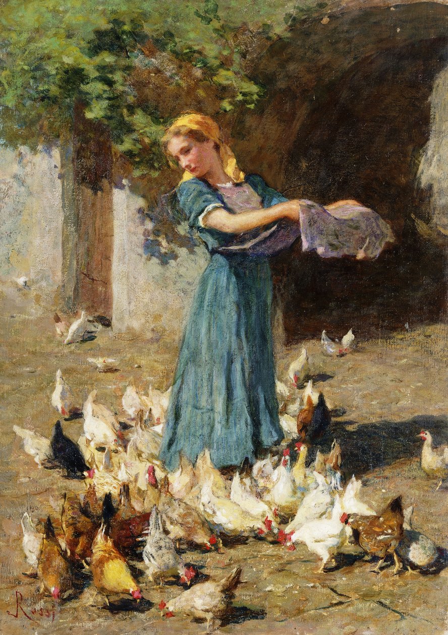 Nourrir les poules - Luigi Rossi