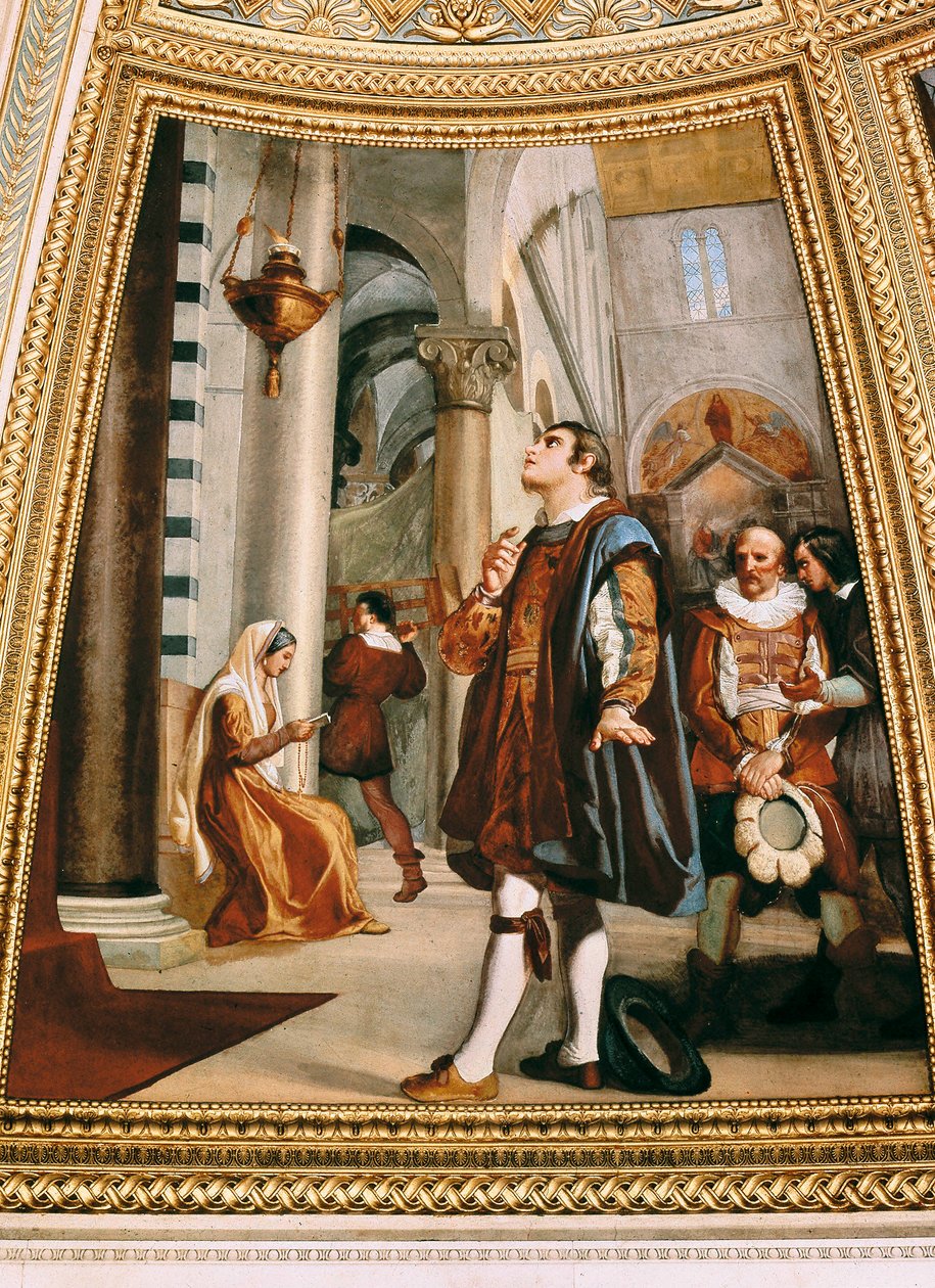 Galileo Galilei observant le chandelier se balancer dans la cathédrale de Pise en 1582 - Luigi Sabatelli