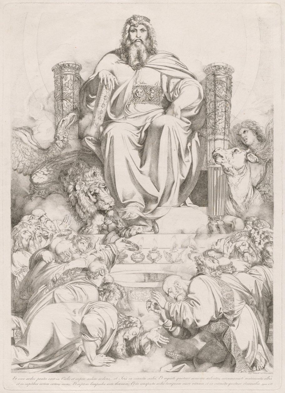 Et ecce sedes posita erat in coelo... (Dieu le Fils en majesté sur le trône entouré des quatre créatures et adoré par les vingt-quatre anciens) - Luigi Sabatelli I