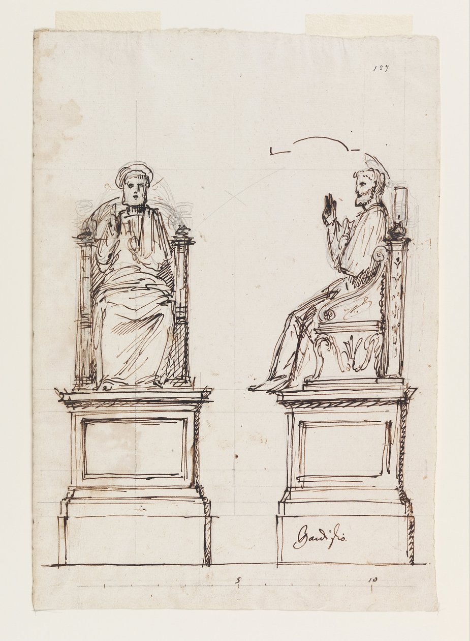 Projet de trône en marbre pour la statue de Saint-Pierre, Saint-Pierre de Rome - Luigi Vanvitelli