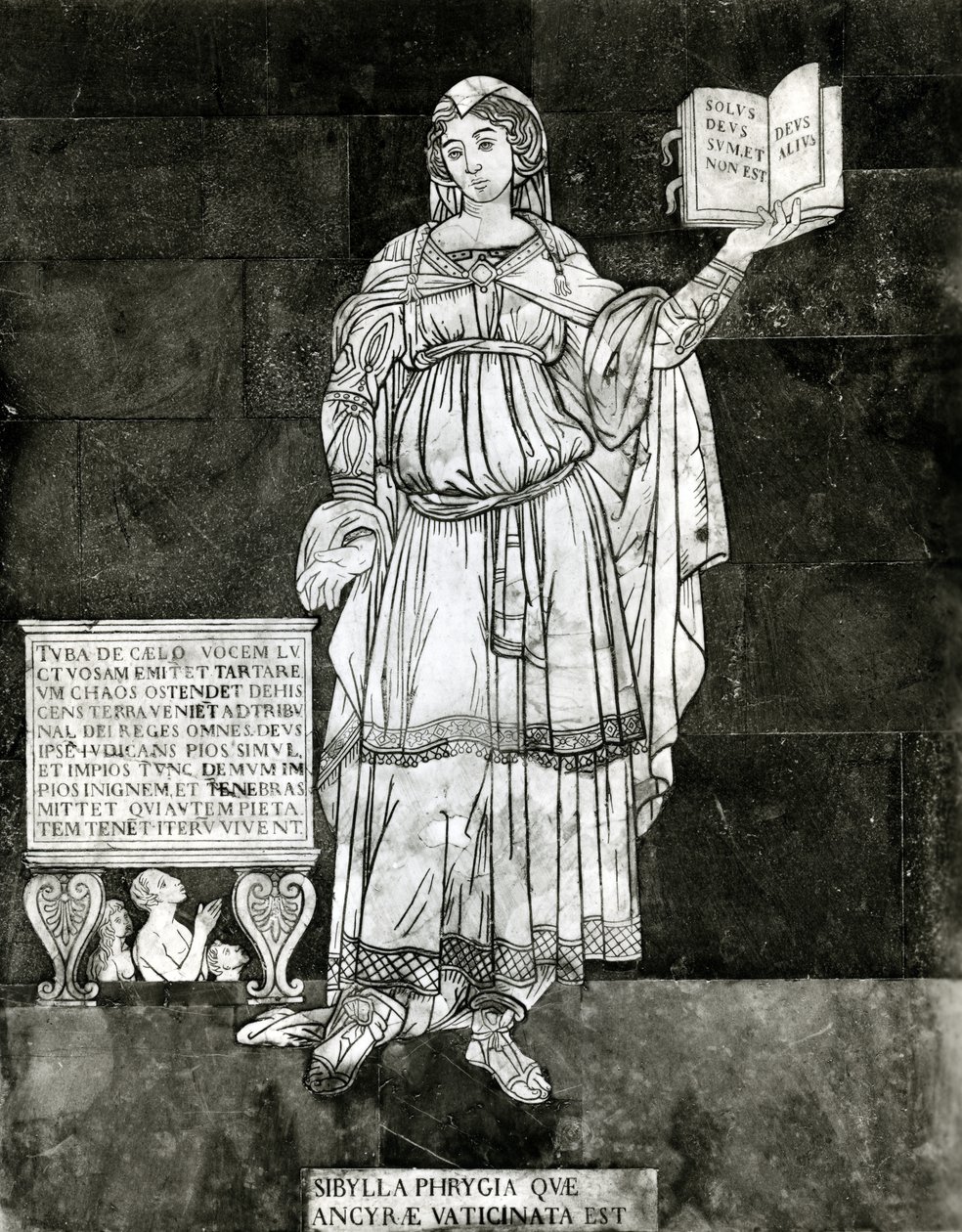 Détail de pavage représentant la Sibylle phrygienne (marbre) - Luigi di Rugieri