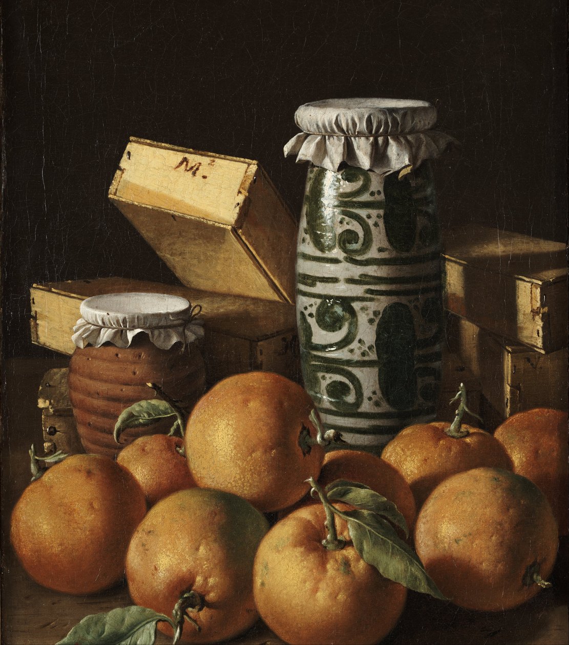 Nature morte avec oranges, pots et boîtes de douceurs - Luis Egidio Melendez